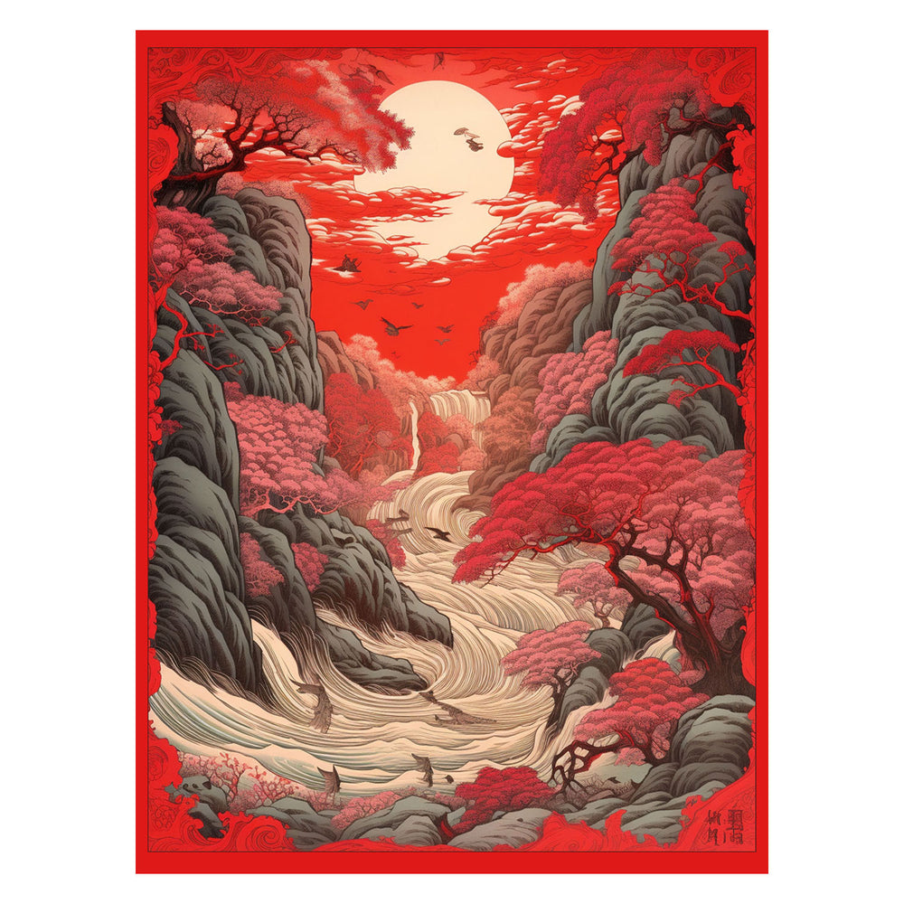 Japanese Red Stream 30X40 Poster