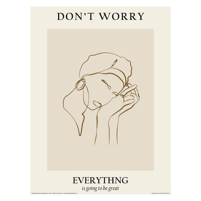 Don't Worry Line Drawing 30X40 Poster